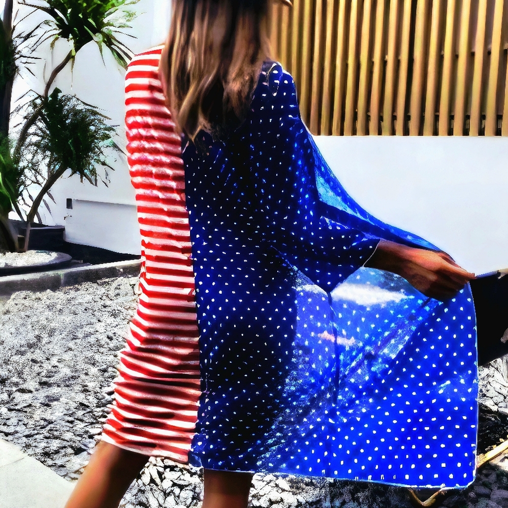 Patriotic Stars & Stripes Sheer Kimono (BIKINI SOLD SEPERATELY)